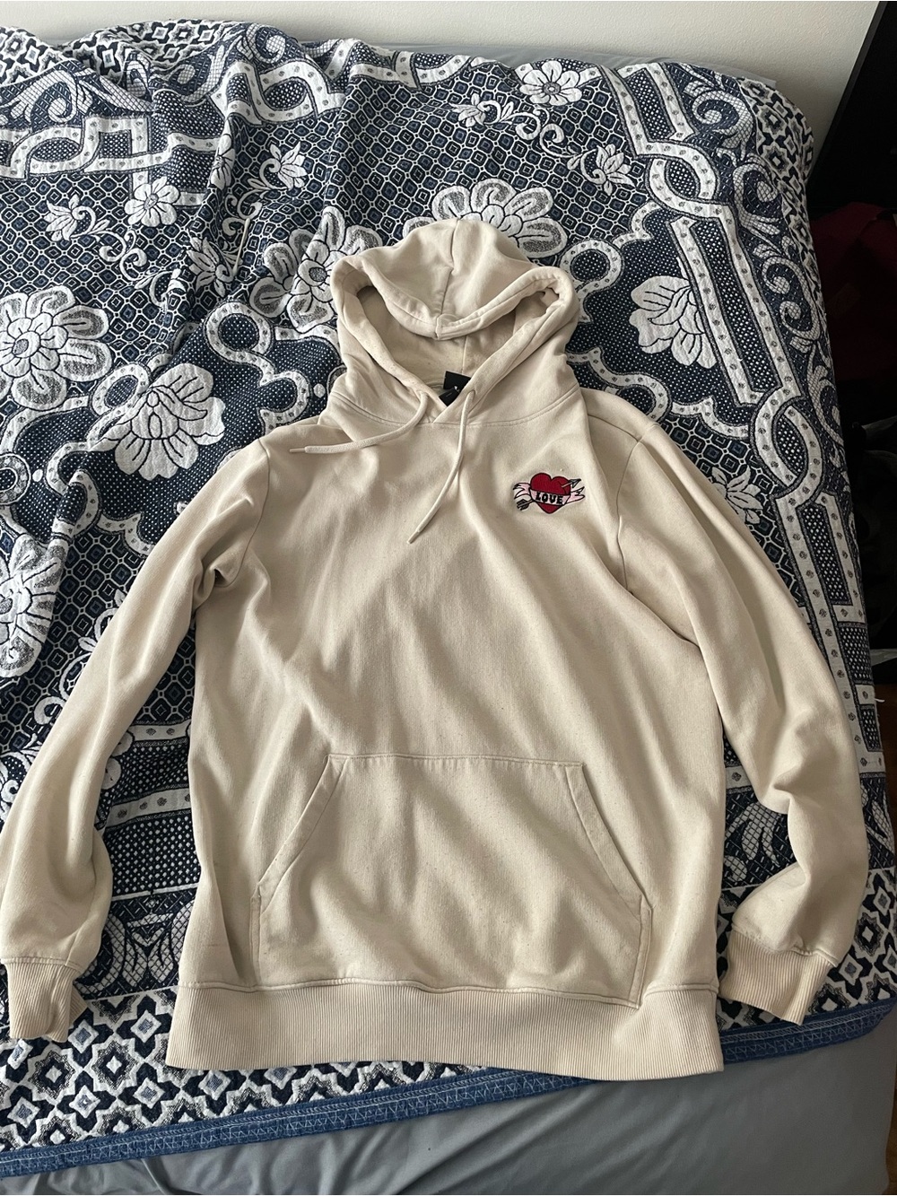 Cream cotton blend hoodie S